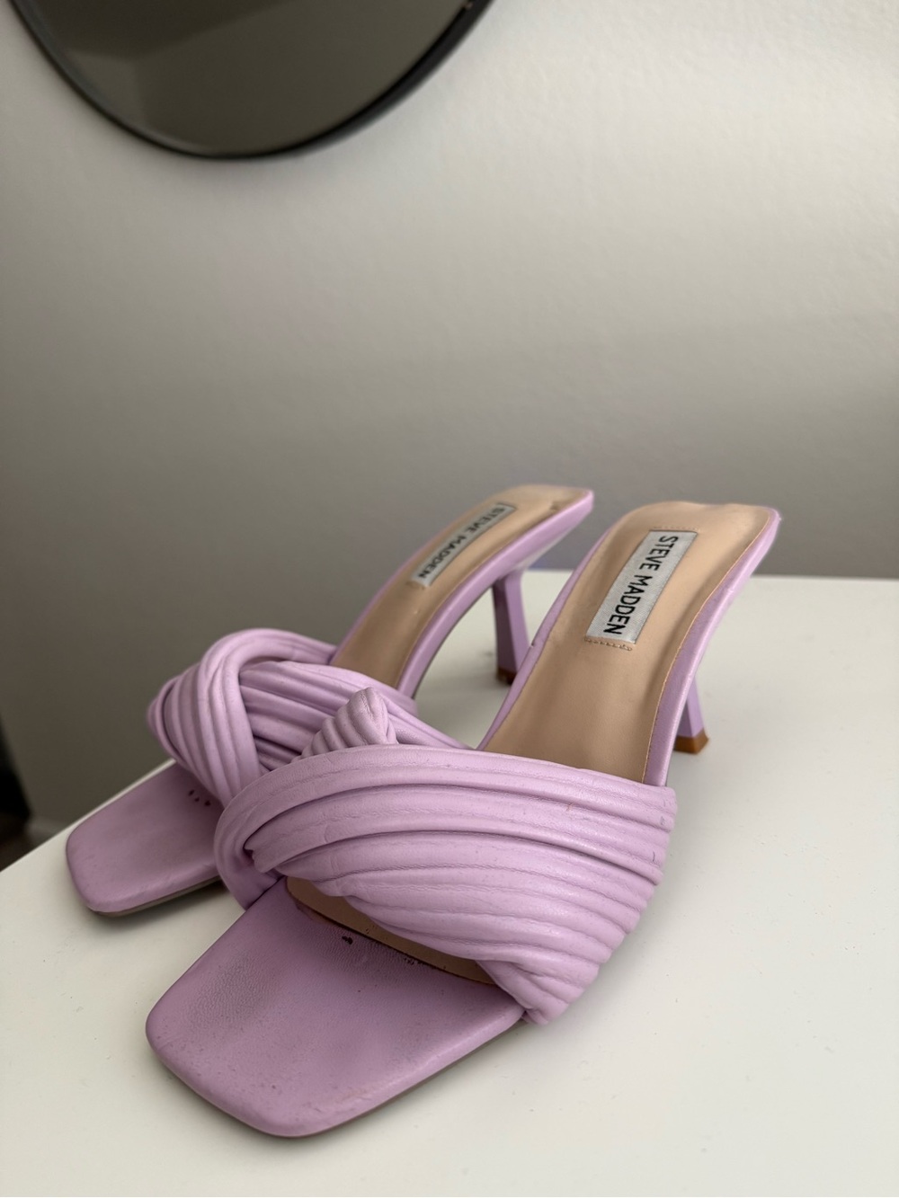 Steve Madden Lilac Knot Strap Square-Toe Heels